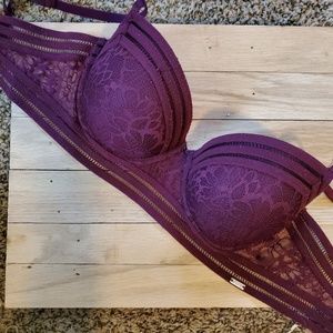 Pink lace push-up bra.